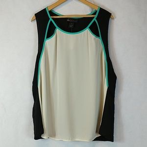 Women's Black and Cream Sleeveless Top